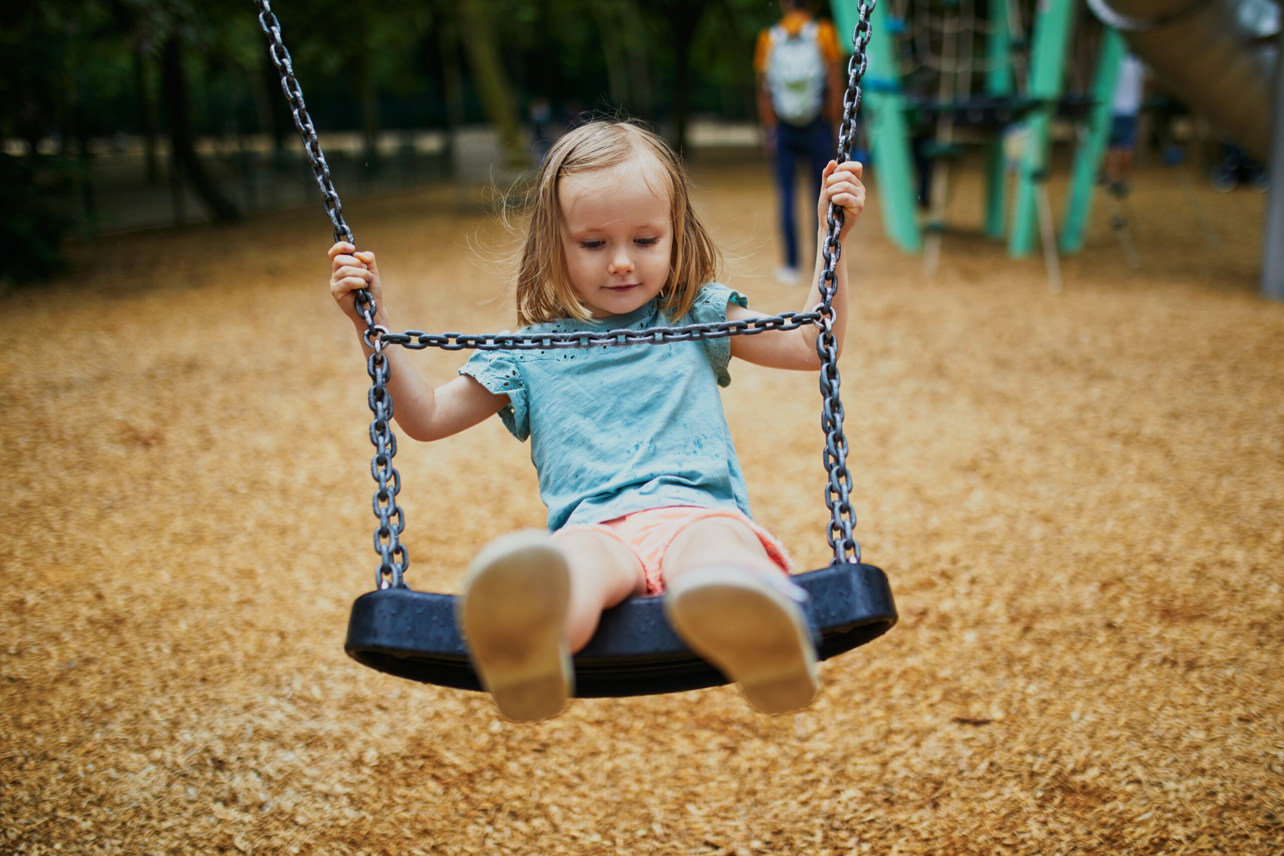 Happy,4,Years,Old,Girl,On,A,Swing.,Happy,Kid